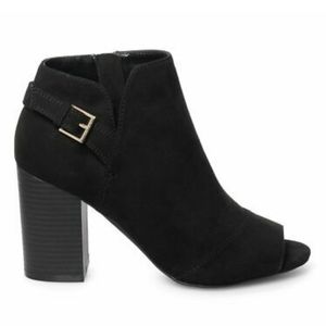 Apt 9 Open Toe Black Suede Ankle Boots